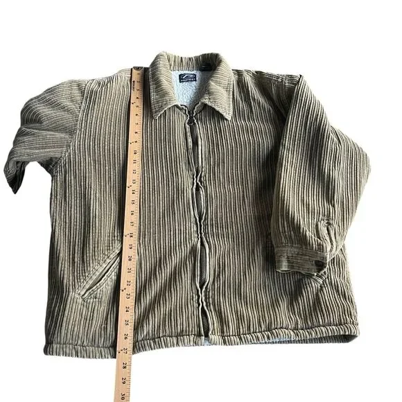 Vintage Protest Corduroy Jacket Mens Large Full Zip Skate Grunge‎ Sherpa Lined